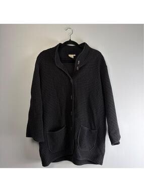 focus Black Waffle Textured Layering Jacket Cotton XL